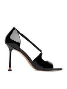 Eva Minge Sandały EO-VIOLETA-LT1735-2 Czarny. Czarne sandały Eva Minge, bez wzorów, ze skóry, bez obcasa, na szpilce, bez zapięcia. Za 429,99 zł.