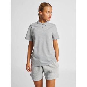 Damska elastyczna koszulka polo Hummel Red. Szare bluzki Hummel, xs, bez wzorów, z bawełny, sportowe, bez kołnierzyka, bez ramiączek. Za 148,00 zł.