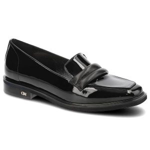 Czarne Półbuty Chebello Eleganckie Lordsy Damskie. Czarne półbuty CheBello, bez wzorów, ze skóry, bez obcasa, na obcasie, bez zapięcia. Za 249,00 zł.