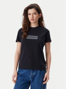 Napapijri T-Shirt NP0A4IP1 Czarny Regular Fit. Czarne t-shirty Napapijri, m, bez wzorów, z bawełny, bez kołnierzyka, bez ramiączek. Za 129,99 zł.