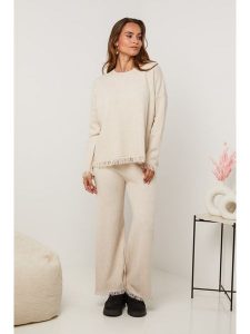 Soft Cashmere 2-częściowy zestaw w kolorze beżowym rozmiar: 34/36. Brązowe swetry oversize Soft Cashmere, bez wzorów, z kaszmiru, bez ramiączek. Za 131,74 zł.