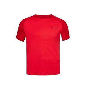 Koszulka do tenisa z krótkim rkawem ęchłopięca Babolat CREW NECK. Czerwone bluzki BABOLAT, bez wzorów, sportowe, bez kołnierzyka, bez ramiączek. Za 99,00 zł.