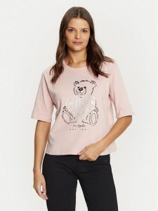 Guess T-Shirt V5RI09 I3Z14 Różowy Regular Fit. Czerwone t-shirty Guess, xs, z aplikacjami, z bawełny, bez kołnierzyka, bez ramiączek. Za 109,99 zł.