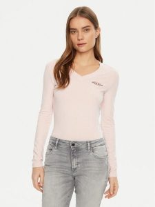 Guess Jeans Bluzka W4YI21 J1314 Różowy Regular Fit. Czerwone bluzki Guess Jeans, xs, z aplikacjami, z bawełny, bez kołnierzyka, bez ramiączek. Za 99,99 zł.