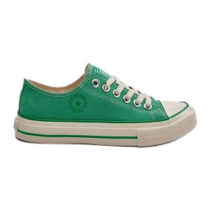 Niskie Trampki Damskie Big Star NN274268 Zielone. Zielone trampki bez wzorów, z gumy, bez zapięcia. Za 180,71 zł.