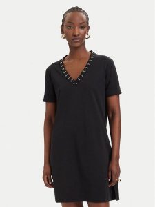 Liu Jo Sport Sukienka codzienna TA6296 J3855 Czarny Regular Fit. Czarne sukienki Liu Jo Sport, na co dzień, xl, bez wzorów, z bawełny, sportowe, bez kołnierzyka, bez ramiączek, proste. Za 429,99 zł.