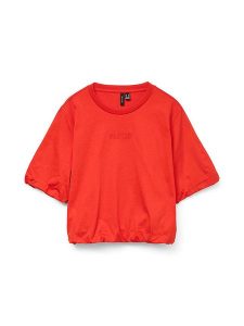 Vero Moda Koszulka w kolorze czerwonym rozmiar: M. Czerwone bluzki Vero Moda, m, bez wzorów, z bawełny, bez kołnierzyka, bez ramiączek. Za 52,67 zł.