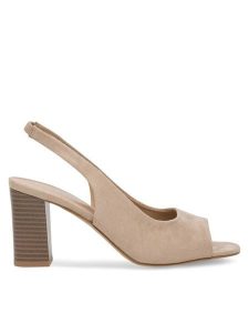 Clara Barson Sandały WYL3119-13 Beżowy. Brązowe sandały Clara Barson, bez wzorów, z materiału, bez obcasa, na słupku, bez zapięcia. Za 129,99 zł.