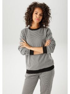 Aniston Bluza w kolorze czarno-białym rozmiar: 48. Białe bluzy Aniston, bez wzorów, bez kaptura. Za 87,19 zł.