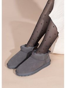 Gooce Skórzane botki zimowe "Mindy" w kolorze szarym rozmiar: 36. Szare botki Gooce, na zimę, bez wzorów, ze skóry, bez obcasa, bez zapięcia. Za 162,87 zł.