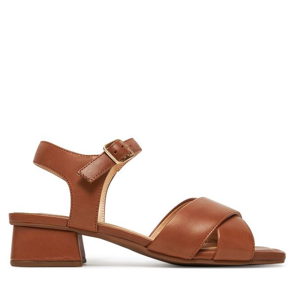 Sandały Clarks. Brązowe sandały Clarks, bez wzorów, bez obcasa, na słupku, bez zapięcia. Za 279,99 zł.