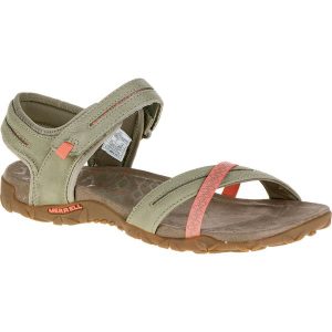 Sandały turystyczne damskie Merrell Terran Cross. Buty trekkingowe Merrell, bez wzorów, z kauczuku, bez obcasa, bez zapięcia. Za 329,99 zł.
