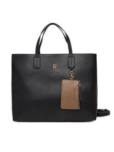 Tommy Hilfiger Torebka Th Icon Satchel AW0AW18122 Czarny. Czarne torebki klasyczne TOMMY HILFIGER, bez wzorów, ze skóry, bez dodatków. Za 699,99 zł.