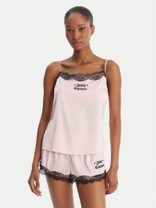 Juicy Couture Piżama JCYPJ126862 Różowy Slim Fit. Czerwone piżamy Juicy Couture, bez wzorów, z syntetyku, bez ramiączek. Za 369,99 zł.