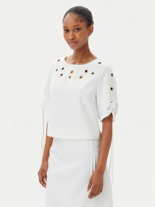 Artigli Bluzka ACBL000743 058 Biały Regular Fit. Białe bluzki Artigli, bez wzorów, z syntetyku, bez kołnierzyka, bez ramiączek. Za 209,99 zł.