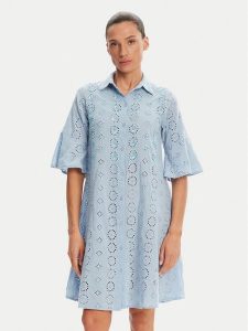 Iconique Sukienka koszulowa IC25-006 Niebieski Relaxed Fit. Niebieskie kombinezony Iconique, s, bez wzorów, z bawełny, bez kołnierzyka, bez ramiączek. Za 249,99 zł.