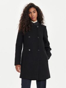 Morgan Płaszcz wełniany 242-GSUZI Czarny Slim Fit. Czarne płaszcze Morgan, na zimę, bez wzorów, z syntetyku, bez kaptura. Za 969,99 zł.