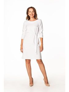 Tessita Sukienka w kolorze białym rozmiar: 3XL. Białe sukienki Tessita, na co dzień, xl, bez wzorów, z bawełny, bez kołnierzyka, bez ramiączek, midi, proste. Za 96,37 zł.
