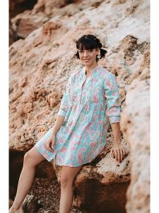 Isla Bonita by SIGRIS Sukienka w kolorze turkusowym rozmiar: XL. Niebieskie sukienki Isla Bonita by SIGRIS, na co dzień, xl, bez wzorów, z bawełny, bez kołnierzyka, bez ramiączek, mini, proste. Za 166,88 zł.