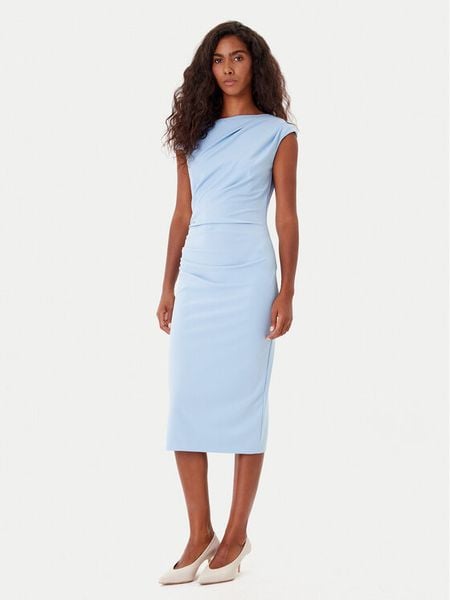 Rinascimento Sukienka koktajlowa CFC0125334003 Błękitny Slim Fit. Niebieskie kombinezony Rinascimento, m, bez wzorów, z syntetyku, wizytowe, bez kołnierzyka, bez ramiączek. Za 519,99 zł.