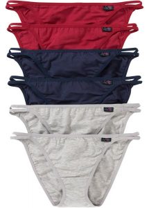 Figi tanga (6 par). Szare figi bonprix, z aplikacjami. Za 59,99 zł.