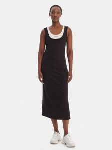 Calvin Klein Jeans Sukienka codzienna LV047E220G Czarny Slim Fit. Czarne kombinezony Calvin Klein Jeans, s, bez wzorów, z jeansu, bez kołnierzyka, bez ramiączek. Za 409,99 zł.