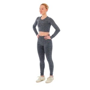 Damski zestaw sportowy Xtreme - legginsy sportowe + sportowy Croptop - Antracyt. Szare legginsy XTREME SOCKSWEAR, bez wzorów. Za 186,99 zł.