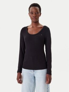 Tommy Jeans Bluzka DW0DW20921 Czarny Regular Fit. Czarne bluzki Tommy Jeans, xxs, bez wzorów, z jeansu, bez kołnierzyka, bez ramiączek. Za 179,99 zł.