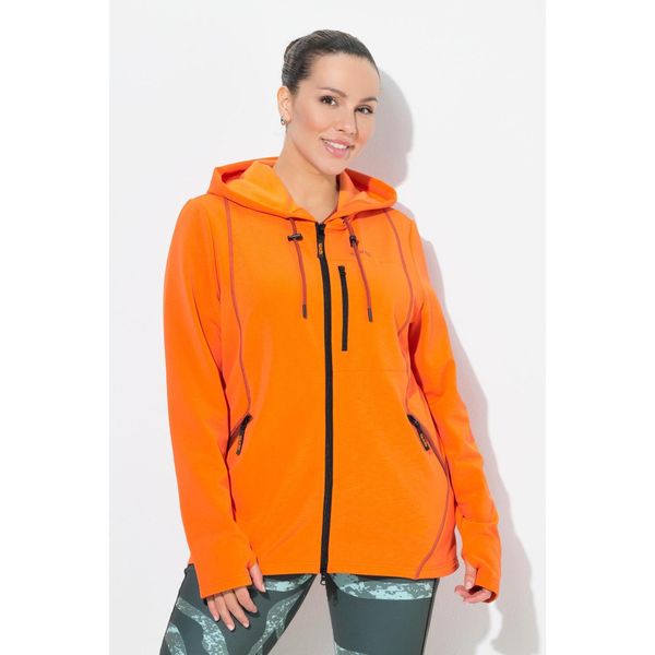 Damskie Bluza 2-kierunkowy zamek błyskawiczny kaptur otwór na kciuk. Brązowe bluzy Ulla Popken, plus size, bez wzorów, z elastanu, bez kaptura. Za 279,99 zł.