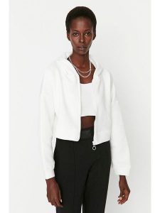 Trendyol Bluza w kolorze białym rozmiar: S. Białe bluzy Trendyol, s, bez wzorów, z bawełny, bez kaptura. Za 65,85 zł.