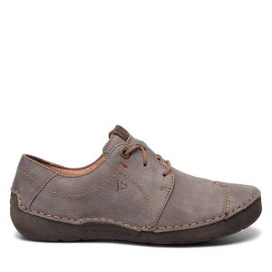 Półbuty Josef Seibel. Szare półbuty Josef Seibel, bez wzorów, bez obcasa, na płaskiej podeszwie, bez zapięcia. Za 229,99 zł.