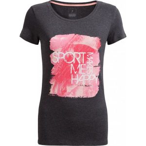 T-shirt damski TSD615 - ciemny szary melanż - Outhorn. T-shirty marki Outhorn. W wyprzedaży za 24,99 zł.