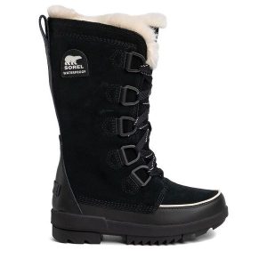 Śniegowce Sorel. Czarne buty zimowe Sorel, bez obcasa, bez zapięcia. Za 869,99 zł.