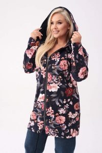 Granatowa bluza z kapturem Flora w różowe kwiaty cynie PLUS SIZE XXL OVERSIZE. Czerwone bluzy Moda Size Plus Iwanek, na jesień, m, bez wzorów, z bawełny, z kapturem. W wyprzedaży za 235,90 zł.