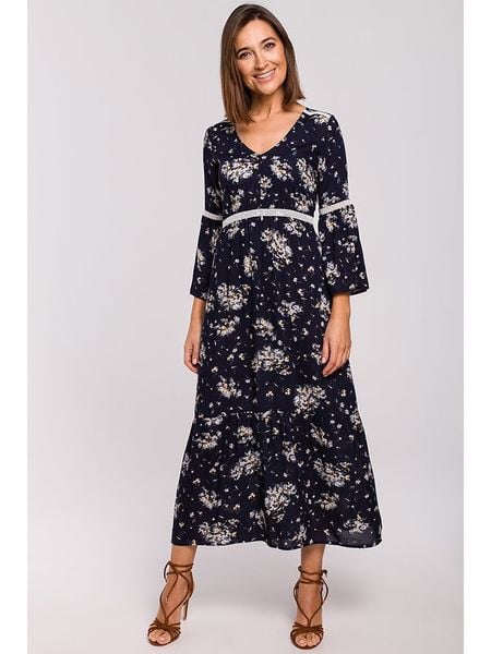 Stylove Sukienka w kolorze granatowym rozmiar: XL. Niebieskie sukienki Stylove, xl, bez wzorów, z koronki, bez kołnierzyka, bez ramiączek, maxi. Za 180,06 zł.