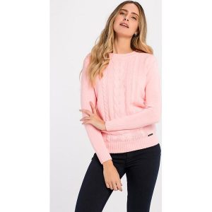 Sweter w kolorze jasnoróżowym. Długie swetry marki Jimmy Sanders. W wyprzedaży za 119,95 zł.