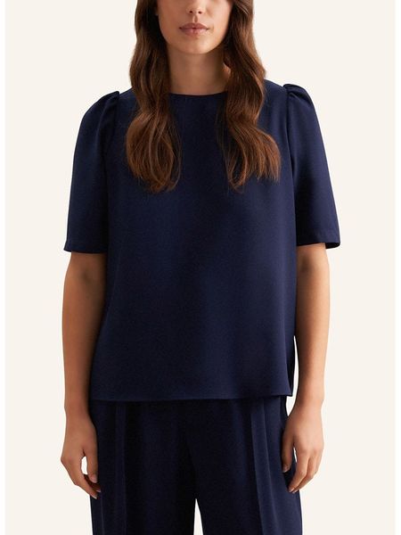 Seidensticker Bluzka w kolorze granatowym rozmiar: 40. Niebieskie bluzki Seidensticker, bez wzorów, bez kołnierzyka, bez ramiączek. Za 153,71 zł.