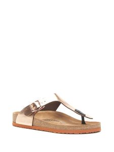 Comfortfusse Skórzane japonki w kolorze różowozłotym rozmiar: 41. Różowe klapki Comfortfüße, bez wzorów, ze skóry, z otwartym noskiem, bez obcasa. Za 210,95 zł.