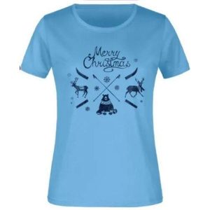 Damska koszulka Jm Christmas Blue 2xl. Niebieskie sukienki 55PROTEC, m, bez wzorów, z bawełny, sportowe, bez kołnierzyka, bez ramiączek, sportowe. Za 118,99 zł.