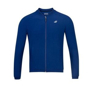 Bluza dresowa damska Babolat Play Jacket do tenisa. Niebieskie bluzy BABOLAT, bez wzorów, z dresówki, bez kaptura. Za 279,99 zł.