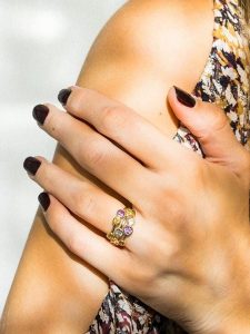 OR ÉCLAT Złoty pierścionek "Kamina" z kamieniami szlachetnymi rozmiar: 54. Żółte pierścionki OR ÉCLAT, z ametystem, złote. Za 1 348,99 zł.