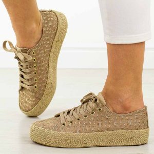 Khaki trampki damskie, espadryle Lee Cooper 3646. Brązowe espadryle Lee Cooper, bez wzorów, z jeansu, bez obcasa. Za 169,00 zł.