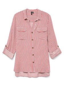 Vero Moda Koszula w kolorze czerwonym rozmiar: L. Czerwone koszule Vero Moda, l, bez wzorów, bez kołnierzyka, bez ramiączek. Za 96,60 zł.