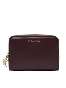 Calvin Klein Mały Portfel Damski Ck Medium Flap Zip Around LV04F1075G Brązowy. Brązowe portfele Calvin Klein, bez wzorów, ze skóry. Za 299,99 zł.
