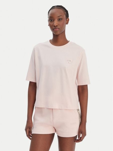 Guess T-Shirt V4BI21 I3Z14 Różowy Relaxed Fit. Czerwone t-shirty Guess, xs, z aplikacjami, z bawełny, bez kołnierzyka, bez ramiączek. Za 154,99 zł.
