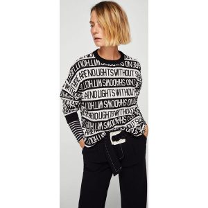 Mango - Sweter Shadow. Szare swetry klasyczne marki Mango, z bawełny, z krótkim rękawem. W wyprzedaży za 99,90 zł.
