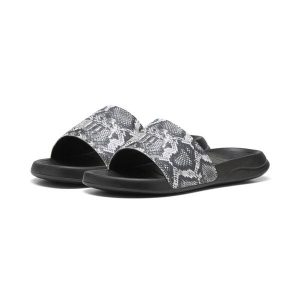 Damskie klapki Popcat 20 Snake Chic PUMA Black Silver Metallic. Czarne klapki Puma, bez wzorów, bez obcasa. Za 90,30 zł.