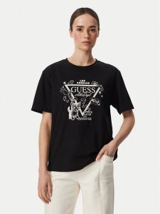 Guess T-Shirt V6YI13 K4301 Czarny Regular Fit. Czarne t-shirty Guess, l, z aplikacjami, z bawełny, bez kołnierzyka, bez ramiączek. Za 154,99 zł.