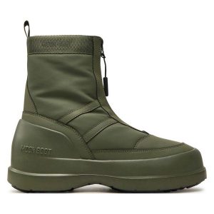 Śniegowce Moon Boot. Brązowe buty zimowe Moon Boot, bez obcasa, bez zapięcia. Za 809,99 zł.