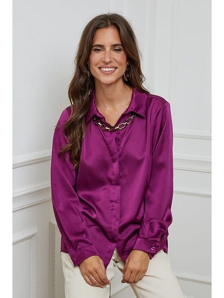 L'armoire de Suzette Bluzka w kolorze fioletowym rozmiar: 38/40. Różowe bluzki L'armoire de Suzette, l, z aplikacjami, klasyczne, bez kołnierzyka, bez ramiączek. Za 73,99 zł.